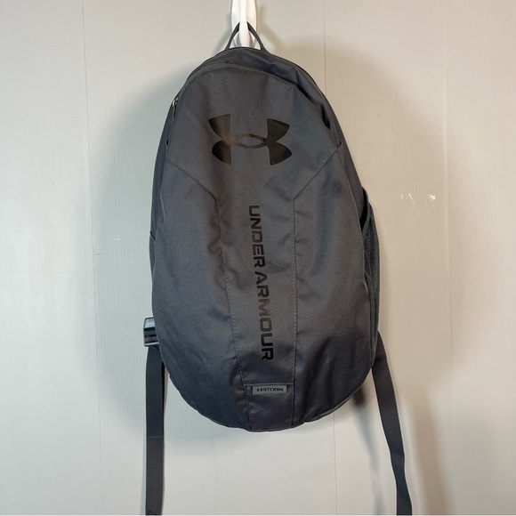 Under Armour Unisex Hustle Lite Backpack Grey Travel School Gym Bag Backpack - Picture 2 of 10